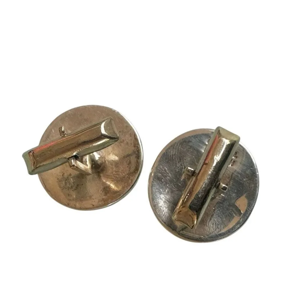 Vintage Mexican Sterling Silver Turquoise Cufflinks 925